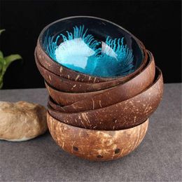 Decorative Objects & Figurines 1pc Vintage Natural Coconut Shell Bowl Candy Food Container Keys Storage Home Decor Useful