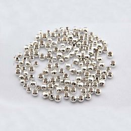 Silver Plated Bracelet Large Hole Spacer Bead Colorless Alloy Round Loose Beads 1000 pcs/pack DADWZ030 Spacers