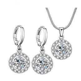 Jewelry Sets Crystal Womens Necklaces Gold silver plated Bridal zircon two piece set full Diamond Star Necklace Earring for lady Diamond fashion