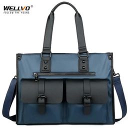 Men Oxford Briefcase Male Business Casual Handbags Laptop Bags Documents Storage Bag Fashion Shoulder Bags Black Blue XA901ZC