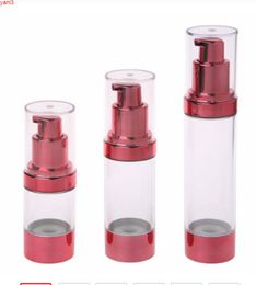 12PC Red Portabl Fashion Empty AS Cosmetic Airless Lotion Pump Bottle Plastic Treatment Travel Bottles 15/30/50MLhigh qty