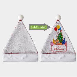 Christmas Sublimation hat red sequin colorful green fabric ornament hats hear transfer for Holiday Wedding Party Decoration good gift to friend Xmas atmosphere
