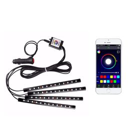 ambient lighting strips UK - Car Atmosphere Strips Lights Foot Lighting USB LED Cars Foots Light Lighter Remote Control Interior Decorative Ambient LEDs Lamp Strip Accessories CRESTECH168