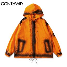 GONTHWID Hooded Jackets Tie Dye Print Full Zip Up Coats Streetwear Hip Hop Casual Urban Coat Harajuku Fashion Punk Rock Jacket C0315