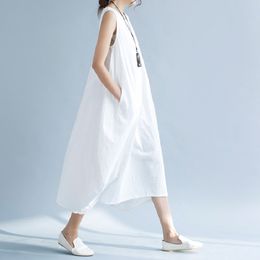 2021 женские льняные платья художественные длина дола макси красное белое длинное платье с рукавов без рукавов одежда