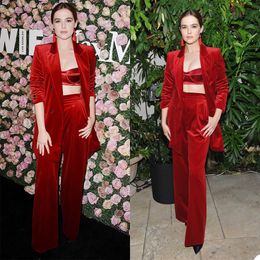 2022 Red Velvet Women Blazer Suits Bridesmaid Dress 2 Pcs Sets Ladies Party Wear Female Outerwear Chic Casual Suit