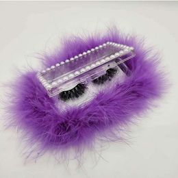 Cute Lash Box Eyelash Case Feather Gift Wrap Pearl Rectangle Packaging Boxes Acrylic Fashion Eyelashes Storage 9 Colours Mixed