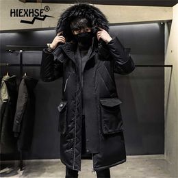 Fashionable Coat Thicken Jacket men Hooded Warm Lengthen Parka Coat White duck down Hight Quality male Winter Down Coat 211110