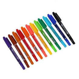 Highlighters 12 X Colors Double Ended Permanent Art Drawing Markers Highlighter Pen Office