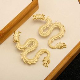 Ken Fashion Statement Long Earrings for Women Vintage Chic Gold Tone Dragon Exaggerated Everyday Earrings Girls Jewelry Q0608