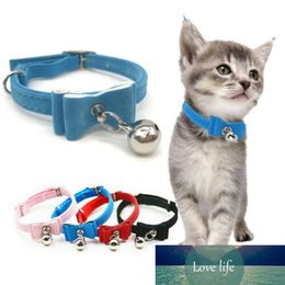 New Flocking Pet Collar Safety Buckle Elastic Bow Collar With Bell Pet Adjustable Necklace Kitten Cat Dog Collar Pet Accessories