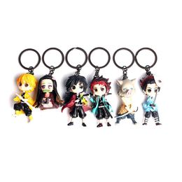 3D Anime Keychains Accessories for Backpack Demon Slayer Cute Pendant Kamado Tanjirou Nezuko Agatsuma Zenitsu Key Chains Gift G1019