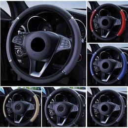 38Cmuniversal Car Steering Wheel Cover Metal Without Inner Ring Elastic Leather Covers For TOYOTARAV4 Vwwolf LadaVesta AUDIA5 J220808