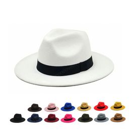 Witner Autumn for Woman Vintage Fedora Men Wool Wide Brim Top Hat Chapeau white Black Church Hat Bowler Ladies women's Jazz Hats