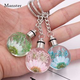 New Fashion Keychains Colorful Flowers Crystal Led Light Keyrigs For Friend Lover Family Birthday Gift Artistic Ball Key Ring G1019