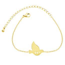 dove bracelets Australia - Charm Bracelets Peace Dove For Women Minimalism Jewelry Stainless Steel Rose Gold Color Fashion Statement Bracelet Femme