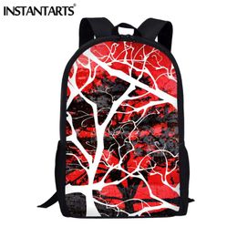 School Bags INSTANTARTS Tree Branches Art Painting Children Red Primary Bookbag For Teenager Girls Casual Kids Backpacks