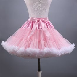 New Adult Short Tulle Pettiskirt Colorful Tutu Skirt Crinoline Jupon Saia for Women 210310