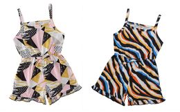 Girls Zebra Braces Jumpsuits Summer 2021 Latest Kids Boutique Clothing 1-6T Little Gilrs Sleeveless Fashion Bodysuits