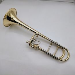 Real Product MARGEWATE Bb-F# Tune Tenor Trombone Gold Brass Plated Professional Musical Instrument With Case Accessories