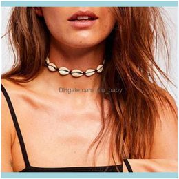 Chokers Necklaces & Pendants Jewelrychokers Fashion Hawaiian White Shell Black Rope Inlaid Necklace Short Female Retro Clavicle Beach Jewelr