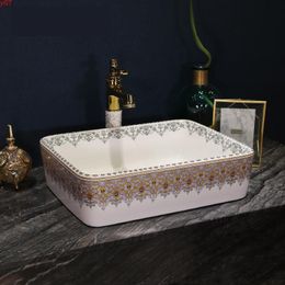 Western antique chinese ceramic colored bathroom basin hand wash bowls lavabo sink Bathroom Chinese art Basin rectangulargood qty