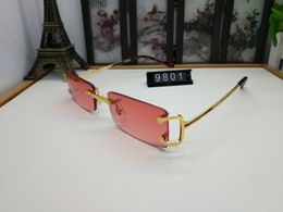 Luxus-Sonnenbrille, randlos, zarte Unisex-Sonnenbrille, Metall-Fahrbrille, C-Dekoration, hochwertige Designer-UV400-Linsenbrille, 16 Modell