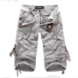 Summer Cargo Shorts Men Casual Workout Military Army Men's Shorts Multi-pockets Calf-length Short Homme Men's Clothing 210316