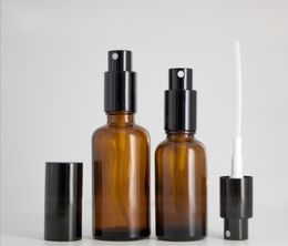 30ML/50ML Amber Bottles with Black Lid Glass Spray For Essential Oils Sample Mist Sprayer Atomizer Pump Perfume Bottle