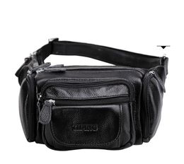 Genuine Leather Waist Men's Original Belt Bag Male Bag Travel Men Fanny Packs Bags Large Pouch for Phone Black Waist Packs