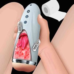 Nxy Men Masturbators Automatic Masturbator Cup Oral Sex Machines Toys for Erotic Male Stimulate Glan Vibration Aldult Massager 1214
