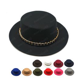 Winter Autumn Imitation Woolen Women Men Ladies Fedoras Top Hat Jazz Caps European American Round Caps Flat top Hats