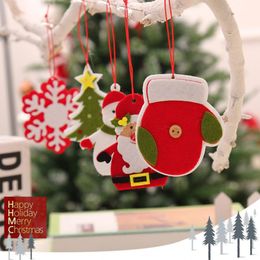 Christmas Tree Cartoon Felt Hanging Decoration Xmas Santa Claus Snowman Decor Pendant Festival Party Ornament Children Gift BH4950 WLY