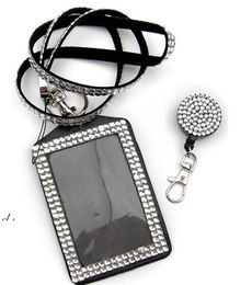 2021 Bling Lanyard Crystal Diamond Necklace neck strap with Horizontal Lined ID Badge Holder and Key Chain for Id/key/cell RRE10633