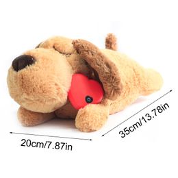 Cute Heartbeat Puppy Behavioural Training Toy Plush Pet Comfortable Snuggle Anxiety Relief Sleep Aid Doll Durable Dog Drop ship 210312