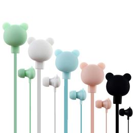 Multicolor Colours Earphones Cute Bear Earphone Earbuds In-Ear 3.5mm Wired with Mic for Music Songs