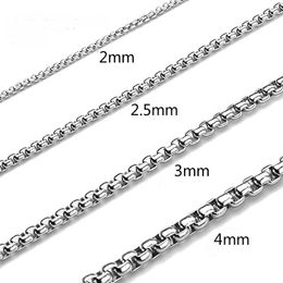 Square Pearl Chain Link 4 Colours Gold Silver Rose Black Stainless steel Cuban Women Men Link Necklace Hip hop Jewellery Length can Customised