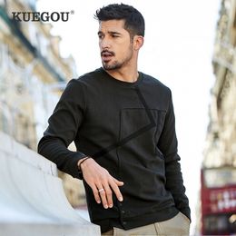 KUEGOU Cotton Autumn men's sweatshirts patchwork fashion hoodies sweatshirt men male tops plus size 3XL RW-3710 201112