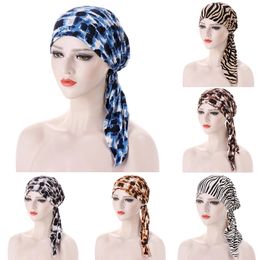 Leopard Zebra Muslim Turban Hat for Women Islamic Inner Hijab Caps Arab wrap head Scarf Femal Hijab scarf turbante mujer