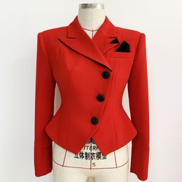 Premium Top Quality Original Design Women's Short Blazer Slim Jacket Coat Cloth Buckle Composite Cotton Outwear