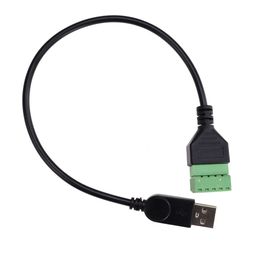 Black USB Cables USB 2.0 A Male to 5 Pin/Way Female Bolt Screw Shield Terminals Pluggable Type Adapter Cable Cord