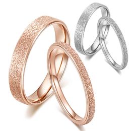 Clássico Simples Matte Estreito / Amplo Aço de Titânio Para Mulheres Na moda Ring Rose Gold / Prata Cor de Casamento Jóias