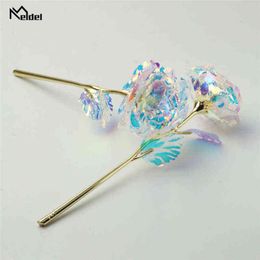 Gifts for women Meldel 24K Foil Plated Rose Valentine's Day Gift Lover's Rose Artificial With Love Base Gold Rose Wedding Decoration Faux Flores