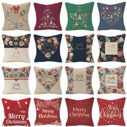 decorative pillow covers for christmas Halloween linen pillows 45*45CM custom Santa printed leaning pillowcase Cushion Textiles 4973 Q2