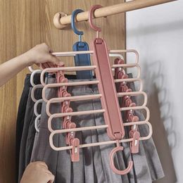 Adjustable Pants Rack Trousers Shelf Skirt Socks Hanger Scarf Ties Holder Closet Organiser Multilayer Storage Magic Cloth Hanger 210702