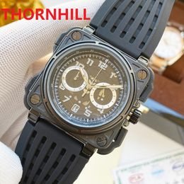 Mens Full Functional Big Watch Luxury Designer Sports Watches Fashion 48mm Chronograph Wristwatches Silicone Strap Quartz Men Clock