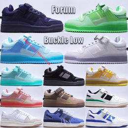 Fashion Forum Buckle Low Casual Shoes Classic Leather Easter Egg The First Cafe White Gum White Royal Blue Mens Womens Outdoor Running Sneakers Size 36-45