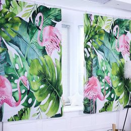 Meijuner Curtains Nordic Tropical Digital Printing Window Curtain Blackout Curtain Polyester Green Plant Drape For Room el 210712