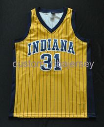 REGGIE MILLER SWINGMAN JERSEY YELLOW PIN STRIPE Stitched Customize Any Number Name XS-6XL