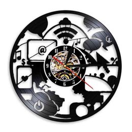 Geek Chic Computer IT Wall Clock Made Of Vinyl Record Cyberschool Enterprise Office Decor Engineers Artwork Retro Clock Watch H1230